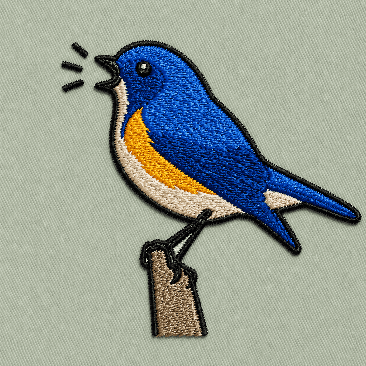 ルリビタキの刺繍パジャマ